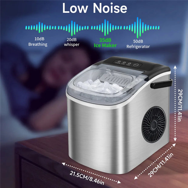 Electric Ice Maker 12Kg/24H 6 Minutes/9Pcs Ice Cubes Kitchen Appliances Electric Cubes Professional Ice Machine for Home Coffee