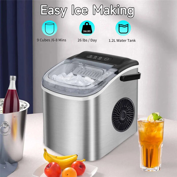Electric Ice Maker 12Kg/24H 6 Minutes/9Pcs Ice Cubes Kitchen Appliances Electric Cubes Professional Ice Machine for Home Coffee