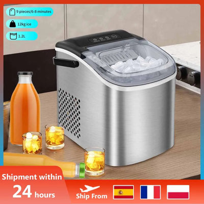 Electric Ice Maker 12Kg/24H 6 Minutes/9Pcs Ice Cubes Kitchen Appliances Electric Cubes Professional Ice Machine for Home Coffee