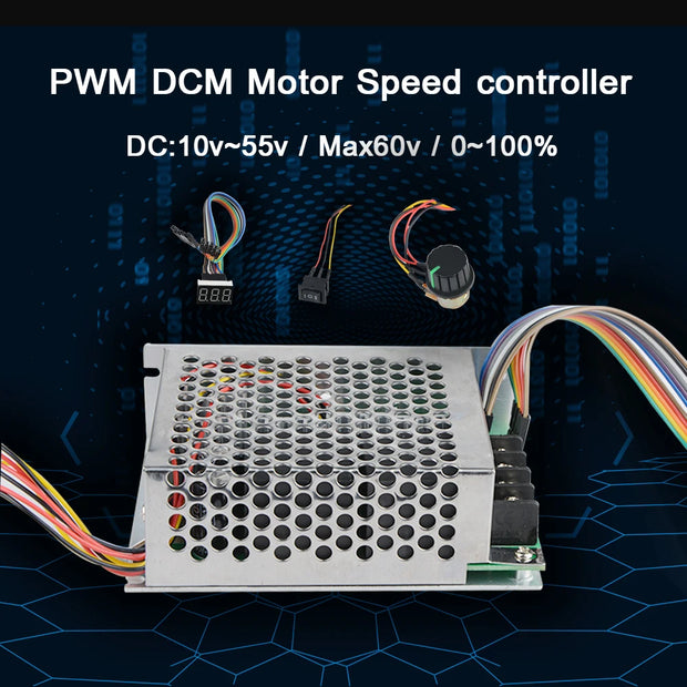 Digital Display 0~100% adjustable 10-55V 60A PWM DC Motor Speed Controller 12V 24V 48V 2000W MAX Reversible Potentiometer