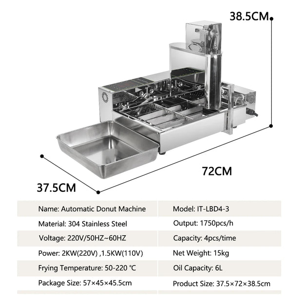 ITOP Automatic Mini Donut Machine 4 Rows Electric Frying Mini Doughnut Production Machine 6L Donut Maker