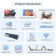 DR-S1 10.9'' 360° Fold Mini Laptop Intel N95 Touchscreens 16GB DDR5 Computer Notebook 2TB SSD Backlit Keyboard Tablet Laptop