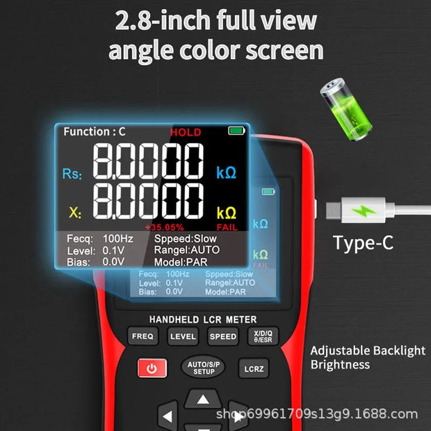 Digital Resistance Meters Portable Professional Measuring Instrument Capacitor Resistor Inductors Tester Electrician Tool Det