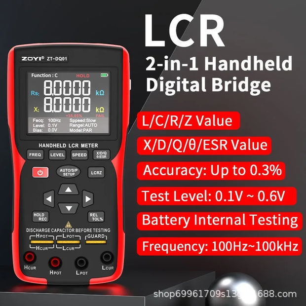Digital Resistance Meters Portable Professional Measuring Instrument Capacitor Resistor Inductors Tester Electrician Tool Det