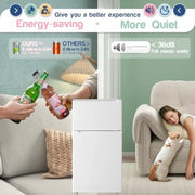 Compact Double Door Refrigerator with 3.5 Cu.Ft Freezer Storage 7 Temperature Settings for Precise Cooling Ideal for Apartments