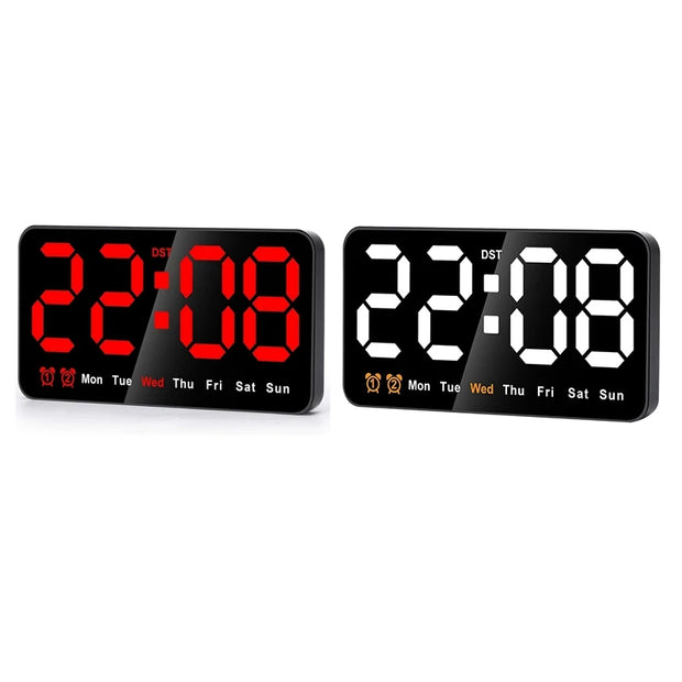 Digital Wall Clock, 9Inch LED Digital Clock Large Display With 12/24H, Big Digits,Small Silent Wall Clock Durable (Red)