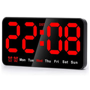Digital Wall Clock, 9Inch LED Digital Clock Large Display With 12/24H, Big Digits,Small Silent Wall Clock Durable (Red)