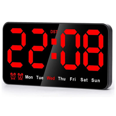 Digital Wall Clock, 9Inch LED Digital Clock Large Display With 12/24H, Big Digits,Small Silent Wall Clock Durable (Red)