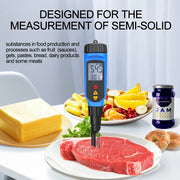 Digital Penetration PH Meter Dough Meat Vegetable Fruit Sauces Semi-solid PH Tester Acidimeter with Temperature Measurement